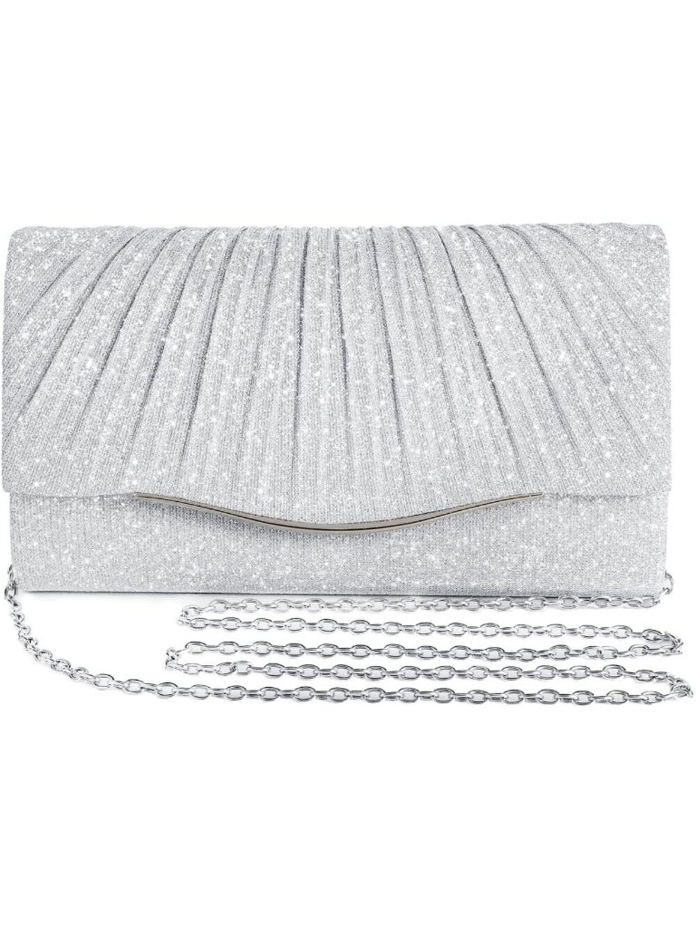 〽️ Women's Silver Formal Clutch Purse Evening Crossbody Wedding Party Bag